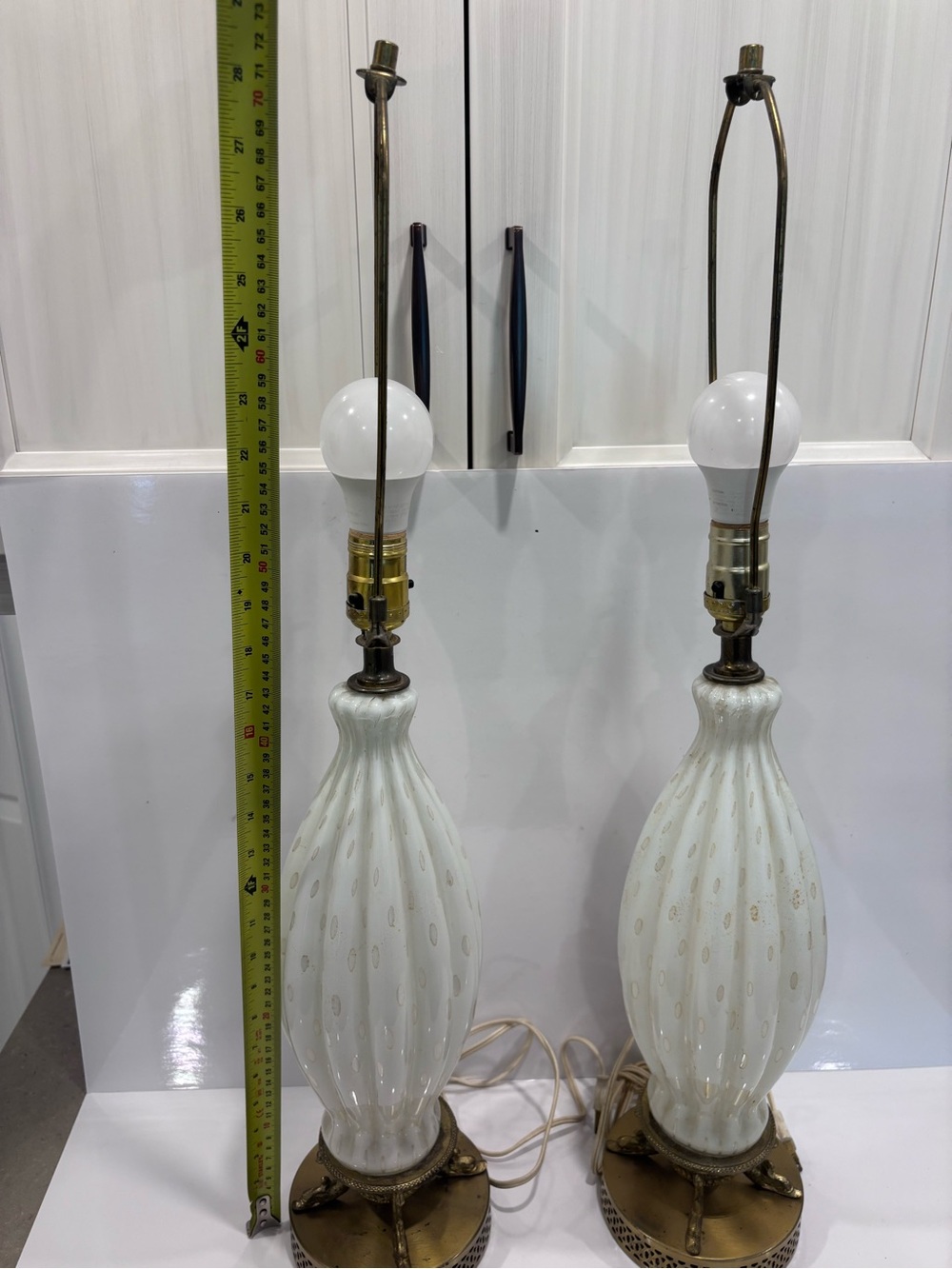 Vintage Murano Style Blown Glass Lamp Set Of 2 - Picture 7 of 12
